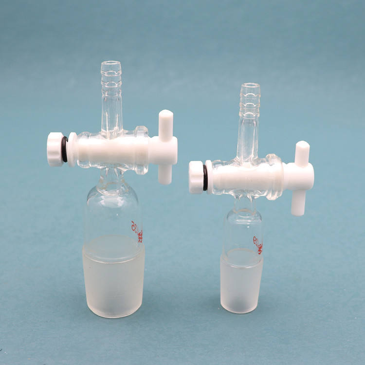 Straight 2-way inlet/vacuum adapter WITH PTFE stopcock