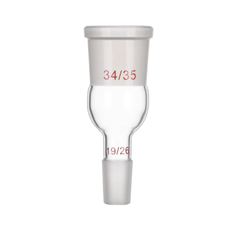 Borosilicate glass thermometer inlet adapter with threaded screw head and standard 24/40 connector
