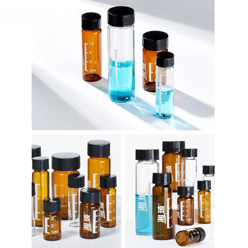 Lab High Borosilicate Glass Vials Amber Mini Vials Clear Glass Vials with Screw Lid