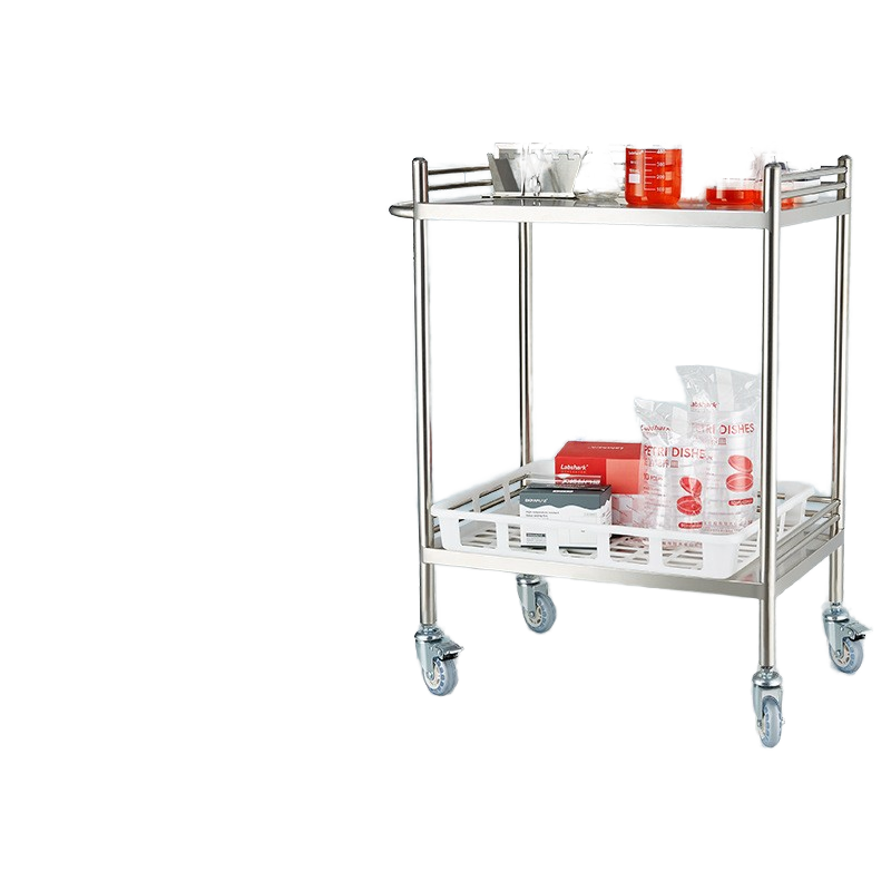 Double-Layer Thickened Stainless Steel Trolley Universal Wheels Available Large Small Sizes