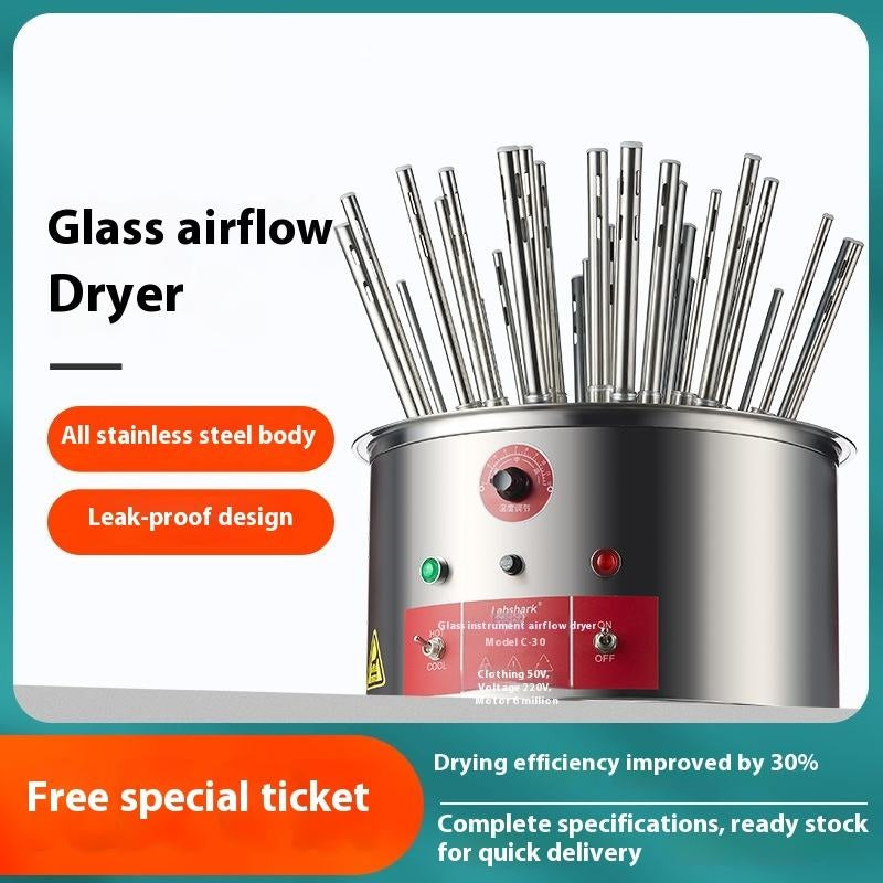 Stainless Steel Dryer Bottle Airflow Glass Dryer for Laboratory Drying Instrument for Test Tube