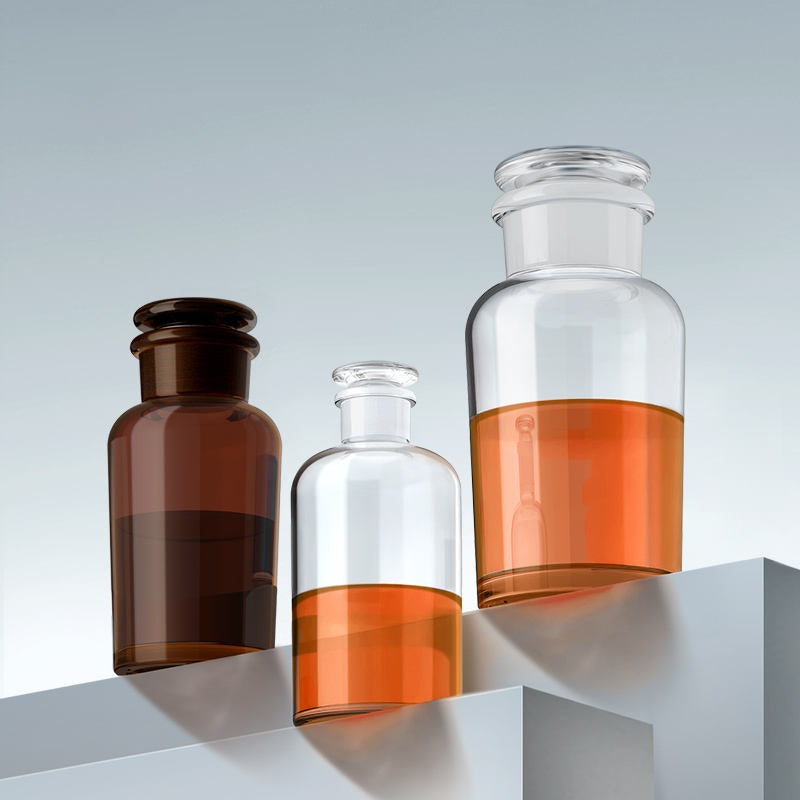 Glassware Laboratory Frosted Glass Reagent Bottle Wide Mouth Narrow Mouth Reagent Bottle Glass