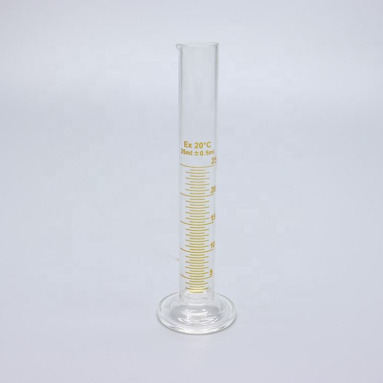 Borosilicate glass thick-walled graduated measuring cylinders with glass round base