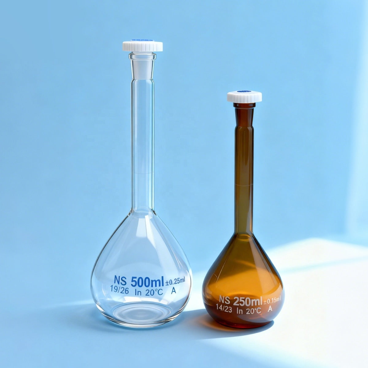 Class A Borosilicate Glass Volumetric Flask, Amber