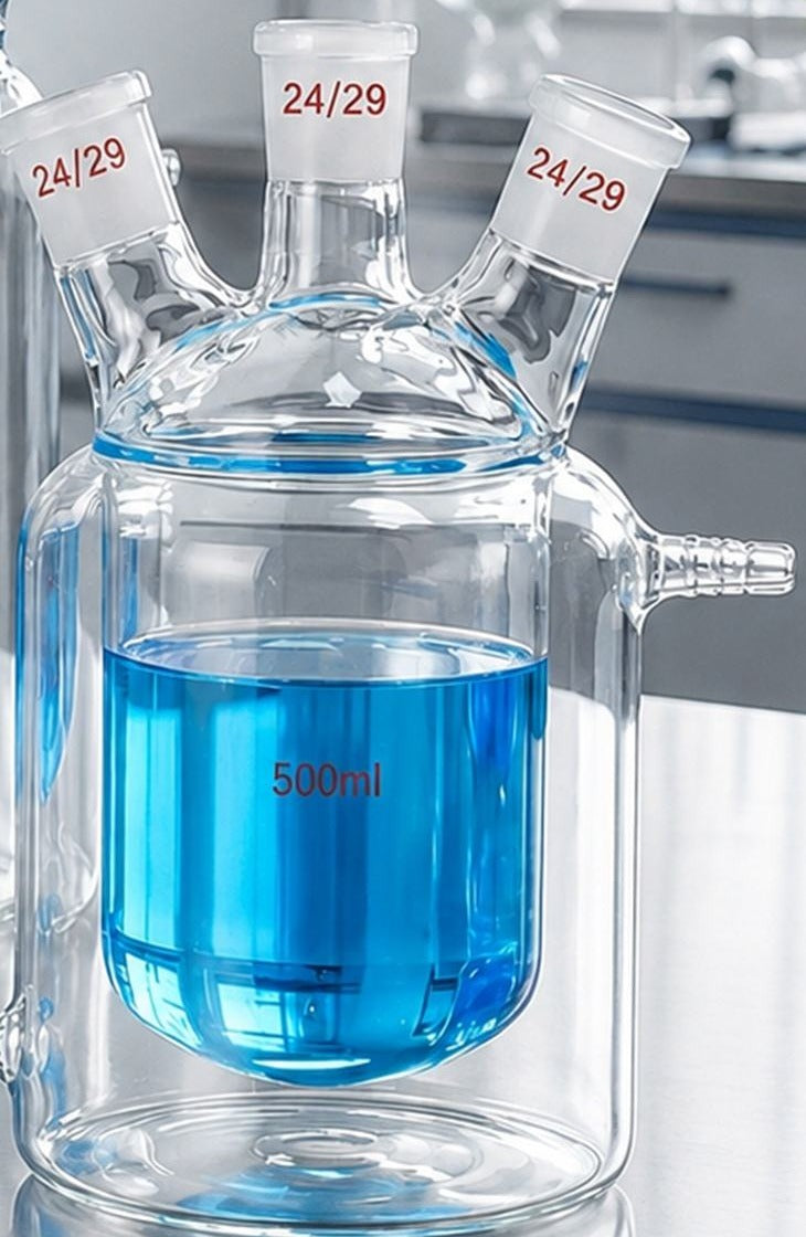 Jacketed Reaction Flask, Three Neck, Flat Bottom