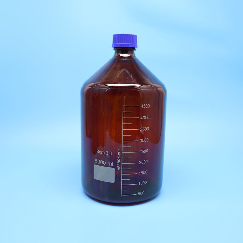 GL45 borosilicate glass reagent bottle with blue screw cap