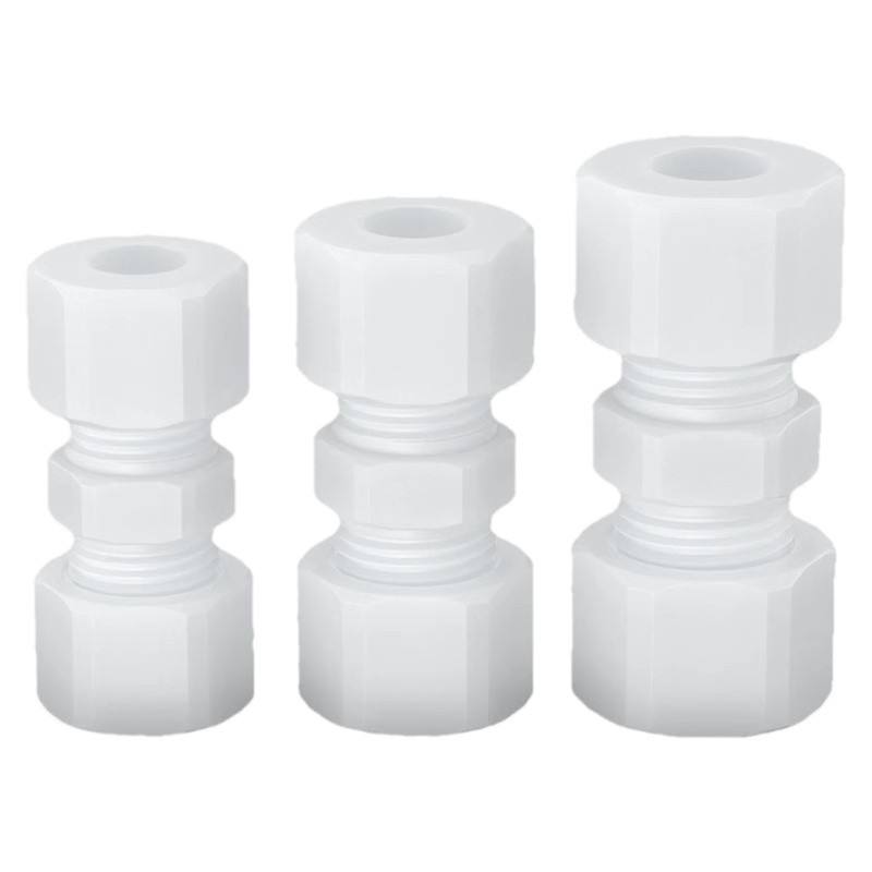 PTFE Threaded Straight Union Fitting, 1/2 in