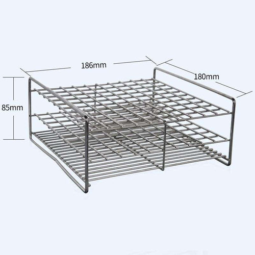 100-Slot Stainless Steel Test Tube Rack, 14 x 14 mm Slots