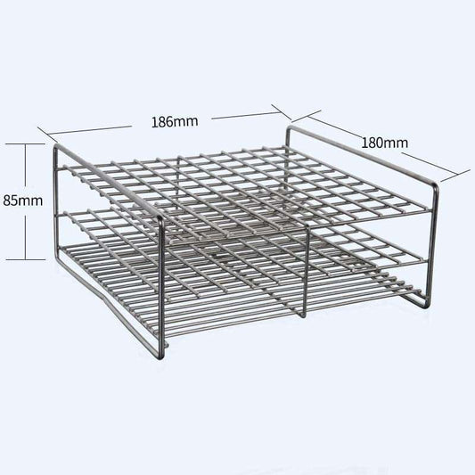 100-Slot Stainless Steel Test Tube Rack, 14 x 14 mm Slots