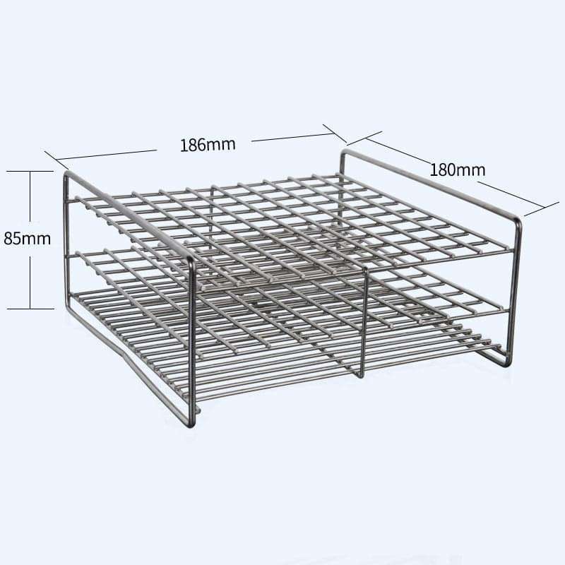 100-Slot Stainless Steel Test Tube Rack, 14 x 14 mm Slots