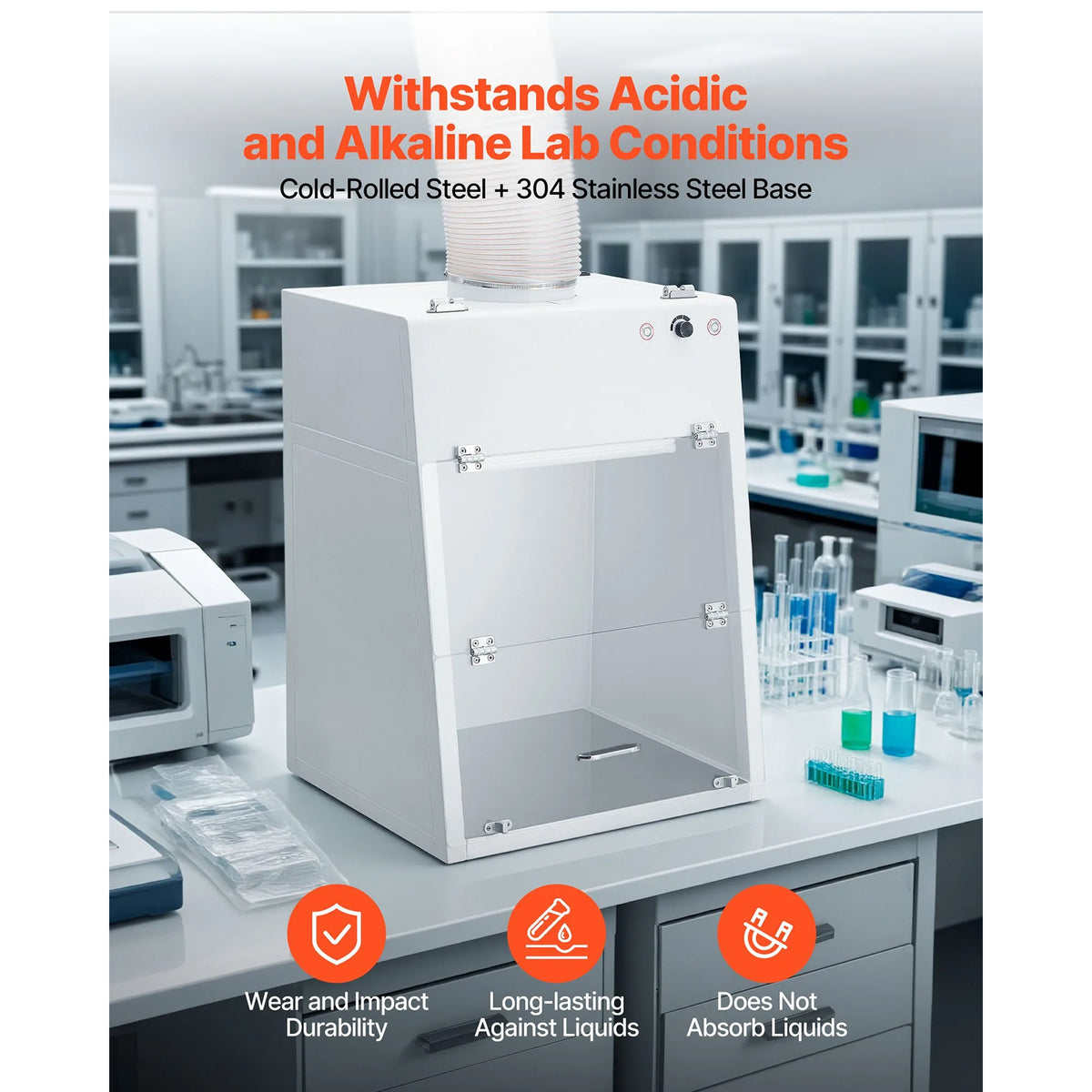 Ducted Fume Hood with LED Light and G1 Pre-Filter, Exhaust Equipment for Lab