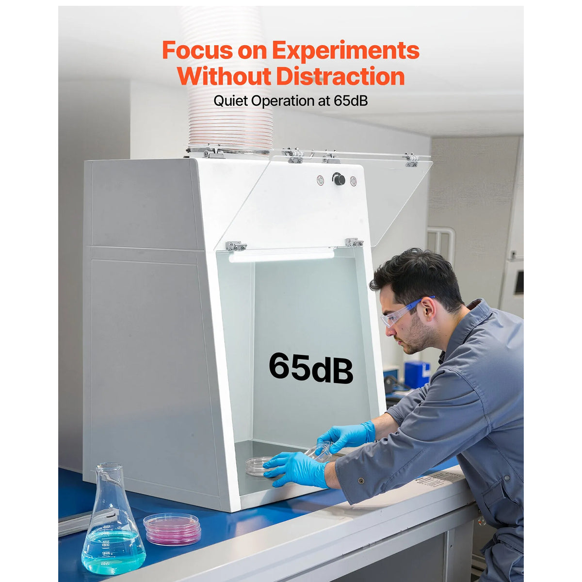 Ducted Fume Hood with LED Light and G1 Pre-Filter, Exhaust Equipment for Lab