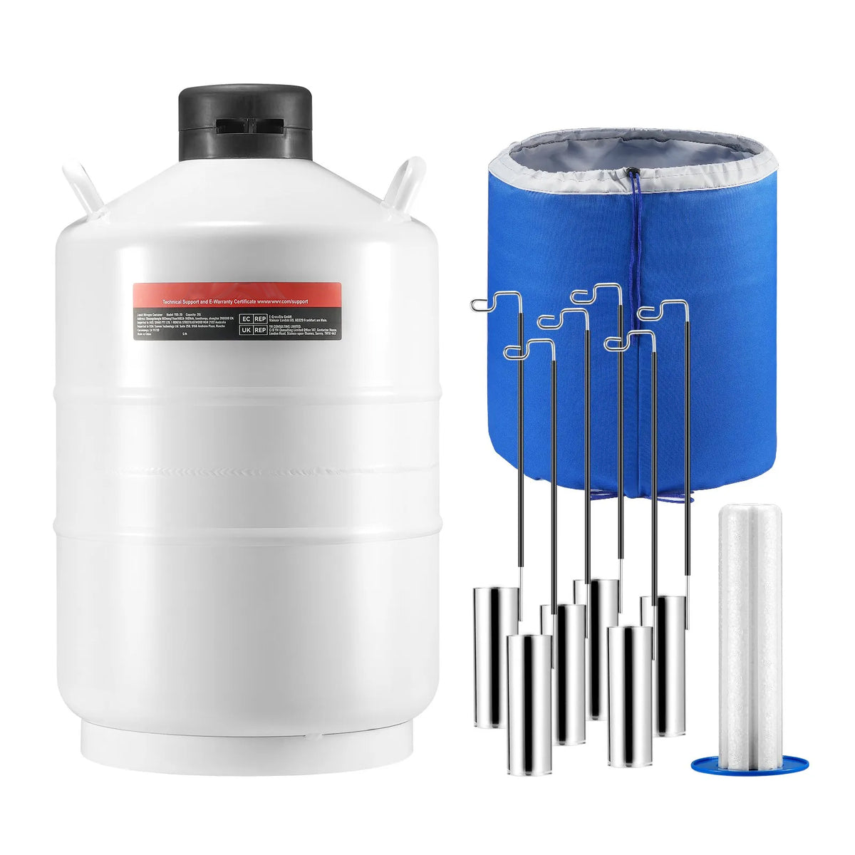 Aluminum Alloy Liquid Nitrogen Container, LN2 Tank Dewar with 6 Canisters