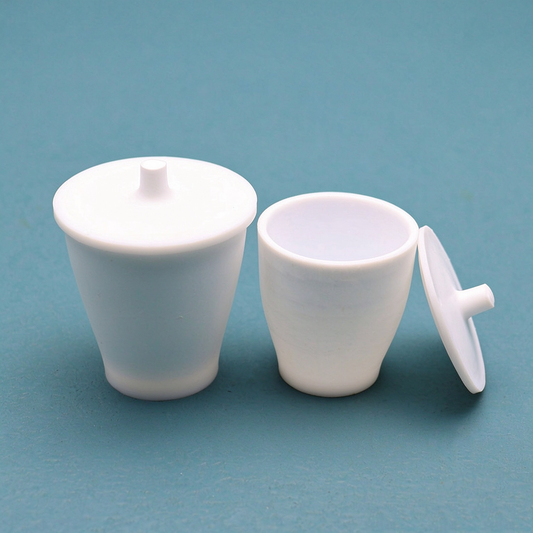 PTFE crucible cup with knobbed lid