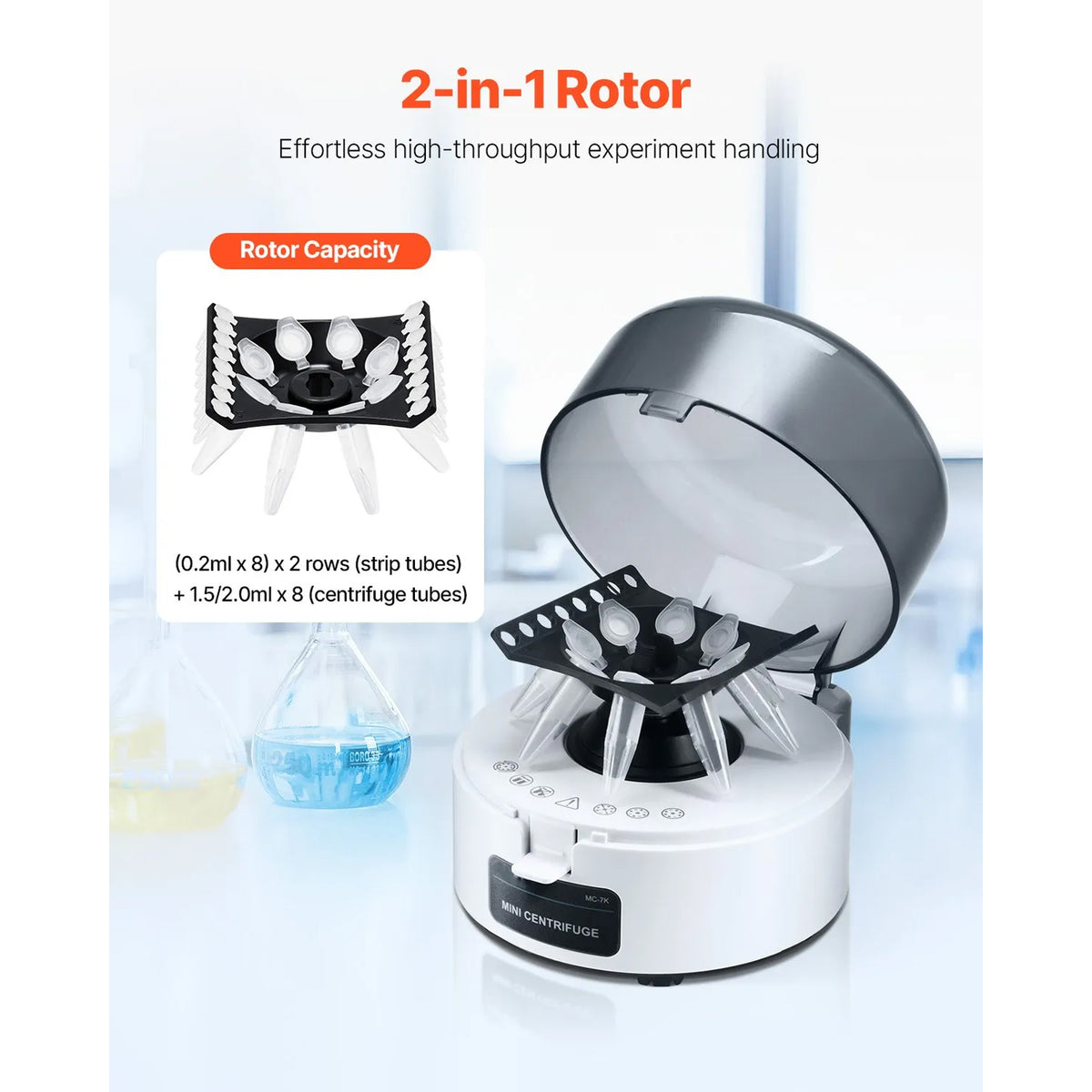 Laboratory Centrifuge Machine, with 1 Rotor for 2/5/10/15/50ml Tube Capacity