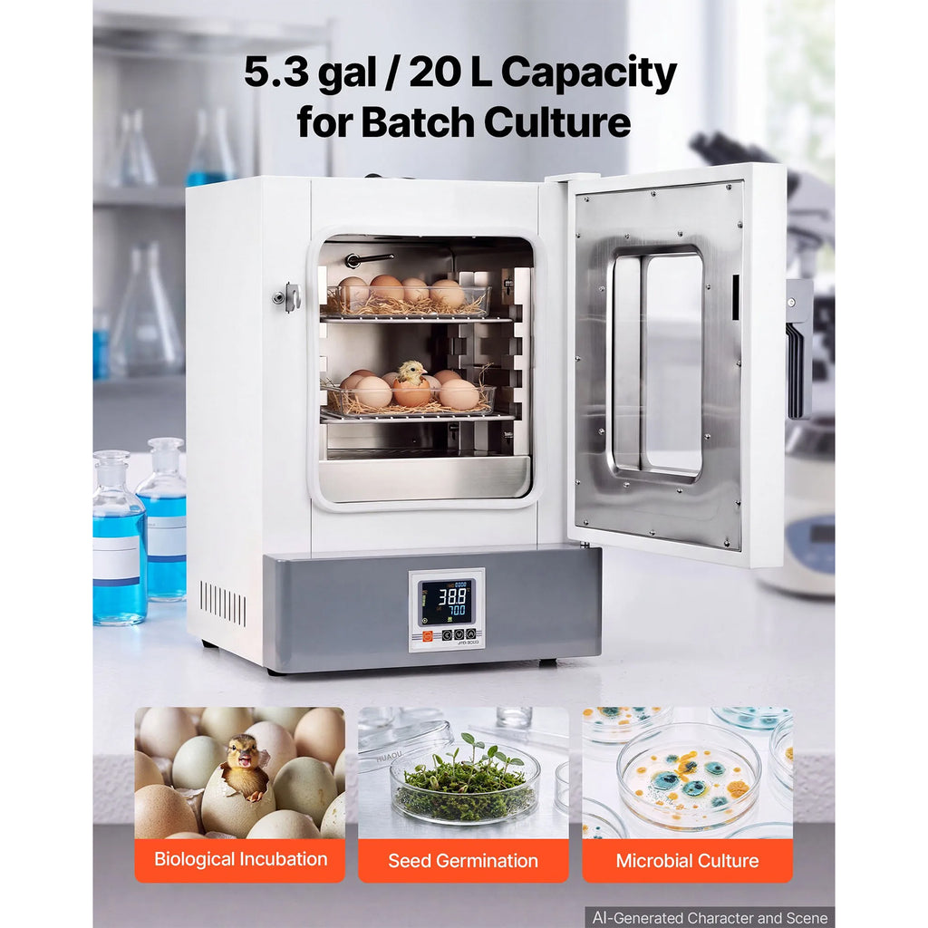 5.3 Gal / 20 L Microbiological Lab Incubator, for Petri Dishes, Constant Temp.
