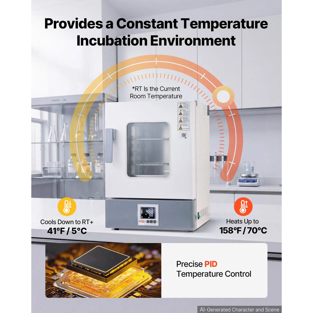 5.3 Gal / 20 L Microbiological Lab Incubator, for Petri Dishes, Constant Temp.