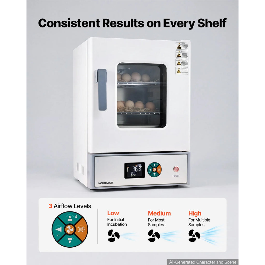 Lab Incubator 5.3 Gal / 20 L with Adjustable Air Circulation, For Petri Dishes