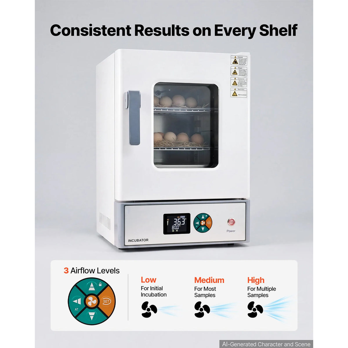 Lab Incubator 5.3 Gal / 20 L with Adjustable Air Circulation, For Petri Dishes