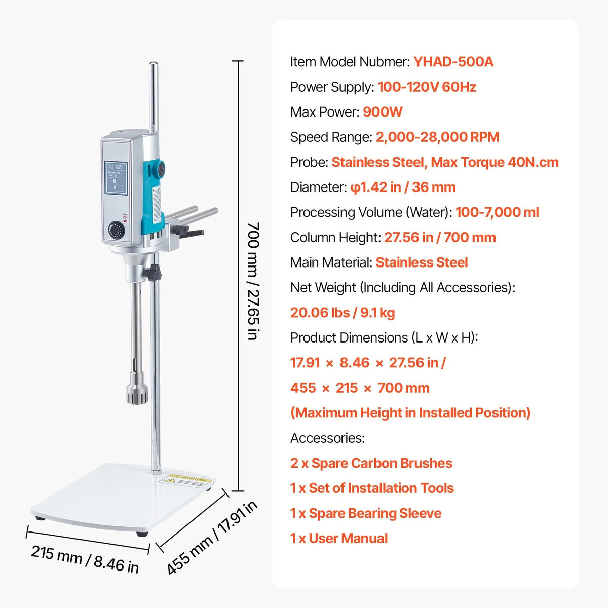 Portable Ultrasonic Homogenizer, 0.3 in Titanium Alloy Probe
