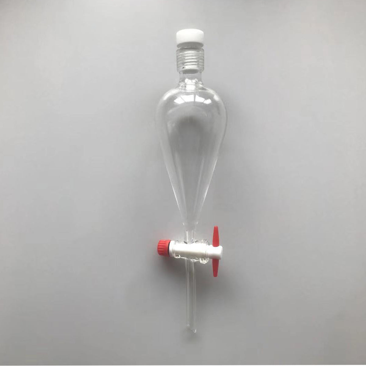 Glass pear-shaped separating funnel with PTFE stopcock