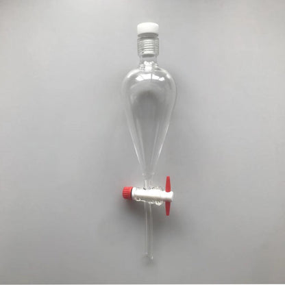 Glass pear-shaped separating funnel with PTFE stopcock