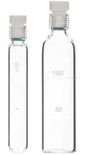 Borosilicate glass colorimetric tube with plastic plug