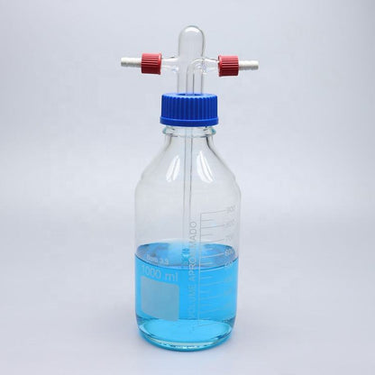 Glass Reagent/media bottle with GL45 blue screw cap ; stated thermostability -20C to 180C