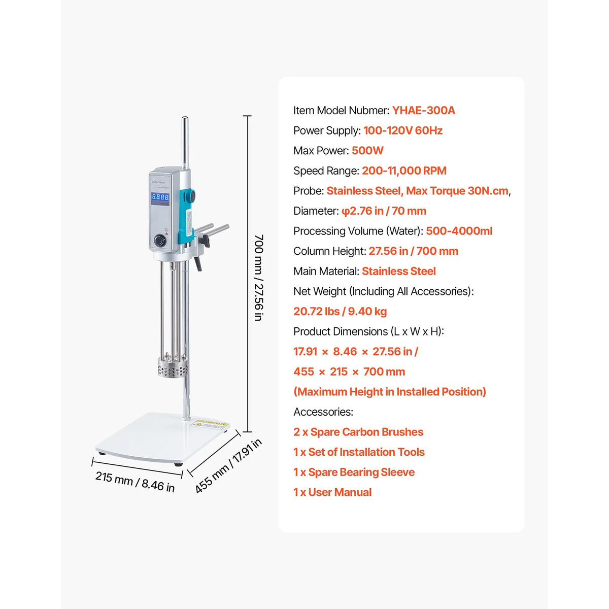 Portable Ultrasonic Homogenizer, 0.3 in Titanium Alloy Probe