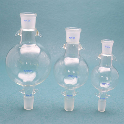 Two-neck round-bottom glass reagent/reaction bottle