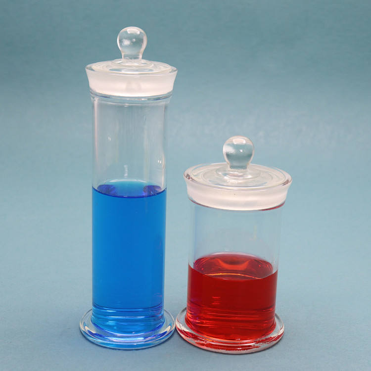 Round glass specimen jar/bottle with frosted glass stopper