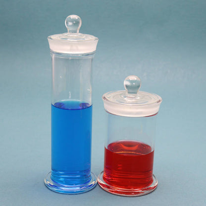 Round glass specimen jar/bottle with frosted glass stopper