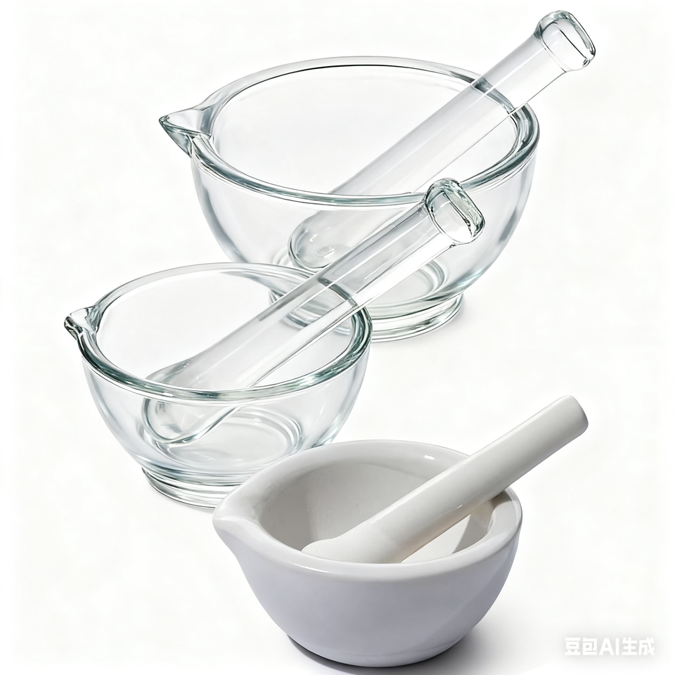 Thickened Ceramic Laboratory Mortar Pestle Set with Sample Jar Bowl Grinding Rod 60-356mm Capacity 1