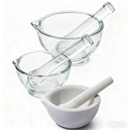 Thickened Ceramic Laboratory Mortar Pestle Set with Sample Jar Bowl Grinding Rod 60-356mm Capacity 1