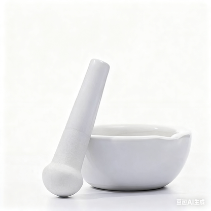 Thickened Ceramic Laboratory Mortar Pestle Set with Sample Jar Bowl Grinding Rod 60-356mm Capacity 1
