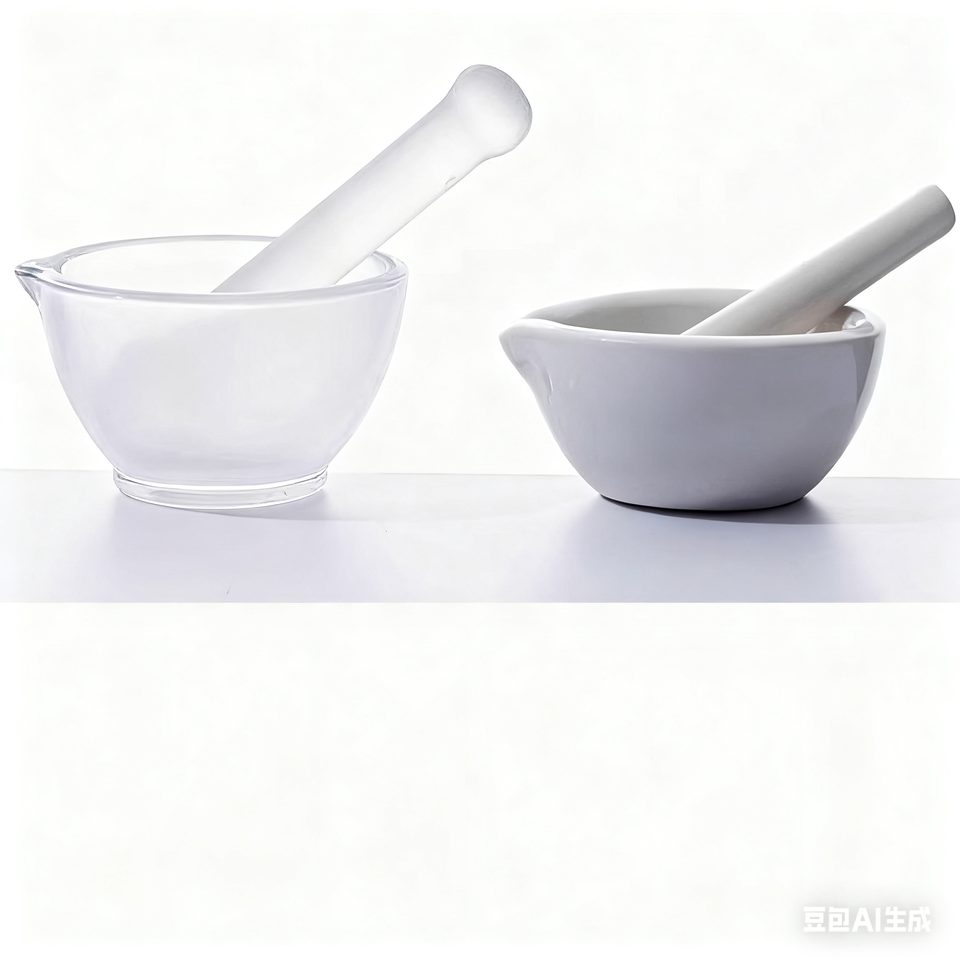 Thickened Ceramic Laboratory Mortar Pestle Set with Sample Jar Bowl Grinding Rod 60-356mm Capacity 1