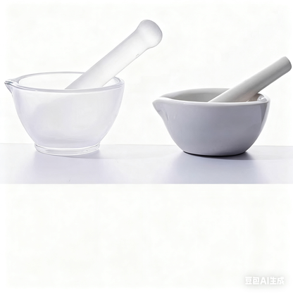 Thickened Ceramic Laboratory Mortar Pestle Set with Sample Jar Bowl Grinding Rod 60-356mm Capacity 1