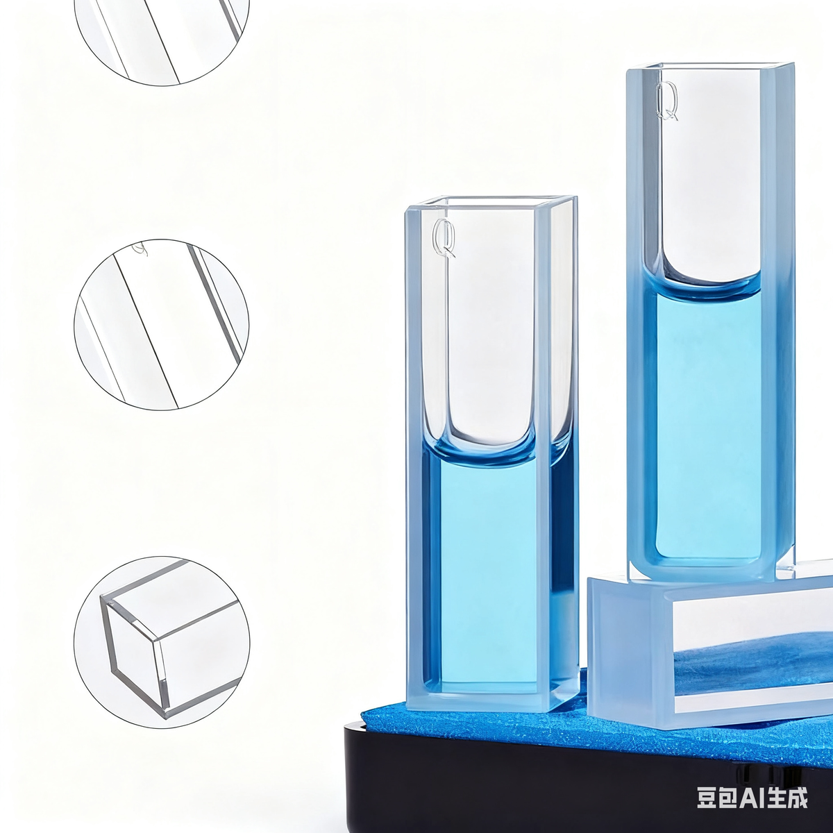 Glass Quartz Cuvette for Ultraviolet Spectrophotometer 5ml/10mm/20mm/30mm/50mm Capacities Two-Way/Fo
