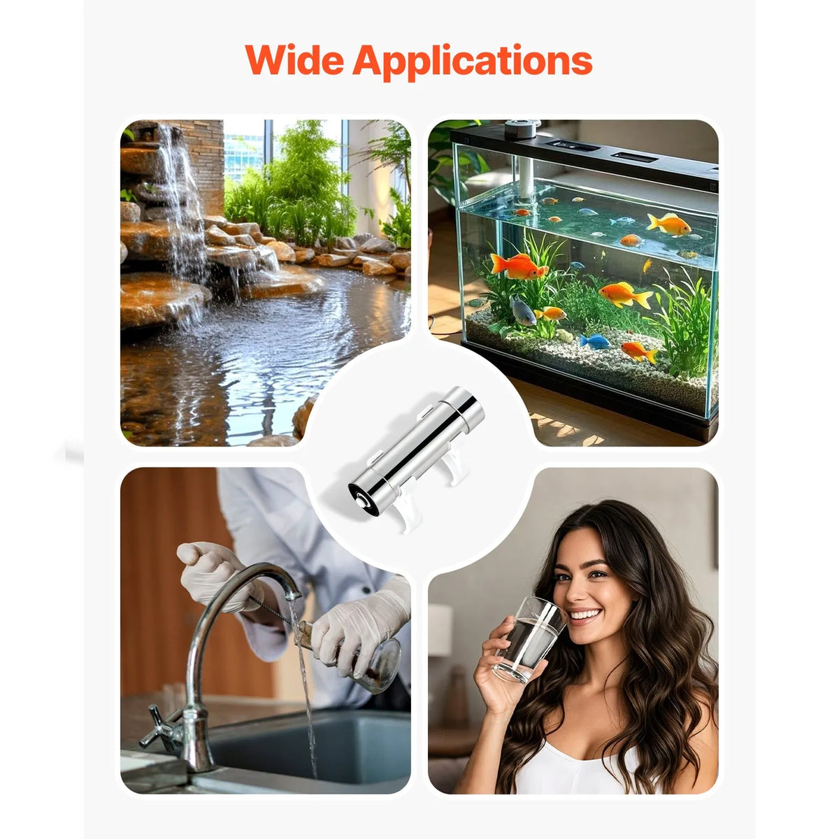 Water Purifier, 8W 1GPM, 110V Versatile Whole House UV Water Filter