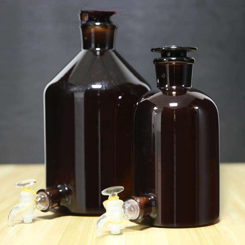 Aspirator Bottle with Stopper and Tap, Brown Glass, 2.5L to 20L