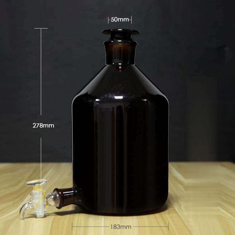 Aspirator Bottle with Stopper and Tap, Brown Glass, 2.5L to 20L