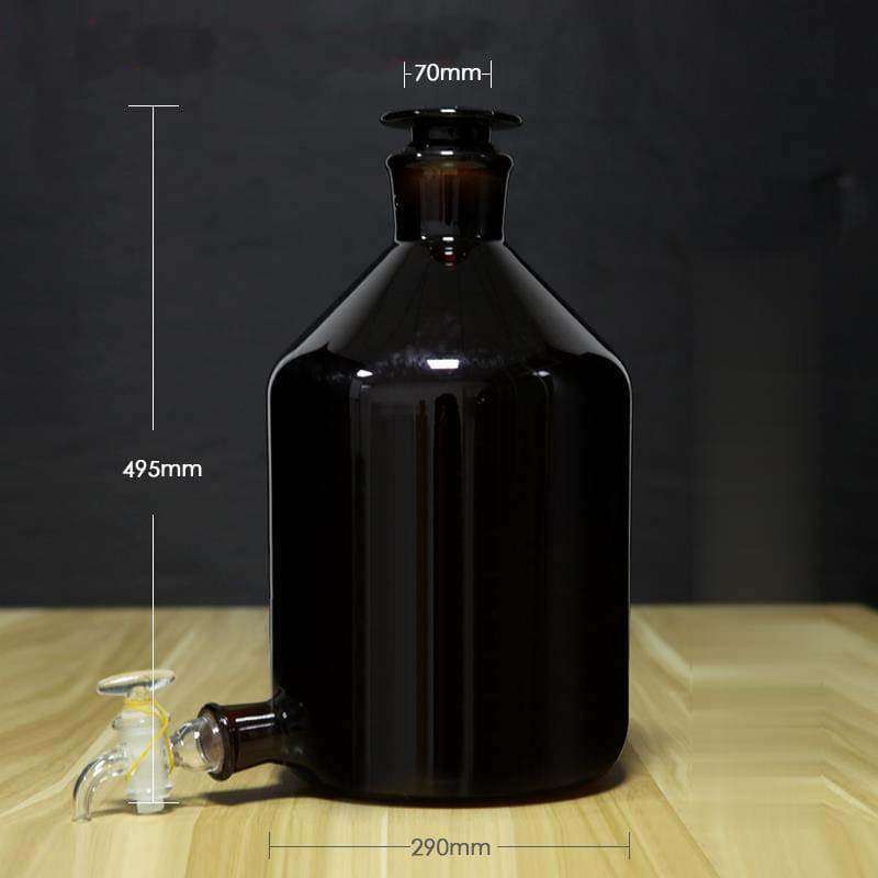 Aspirator Bottle with Stopper and Tap, Brown Glass, 2.5L to 20L