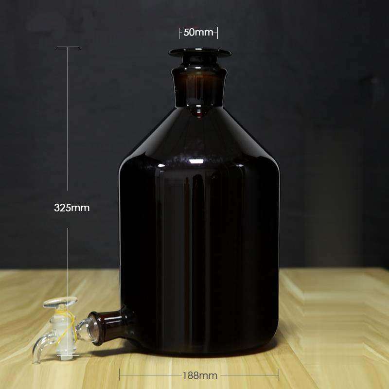 Aspirator Bottle with Stopper and Tap, Brown Glass, 2.5L to 20L