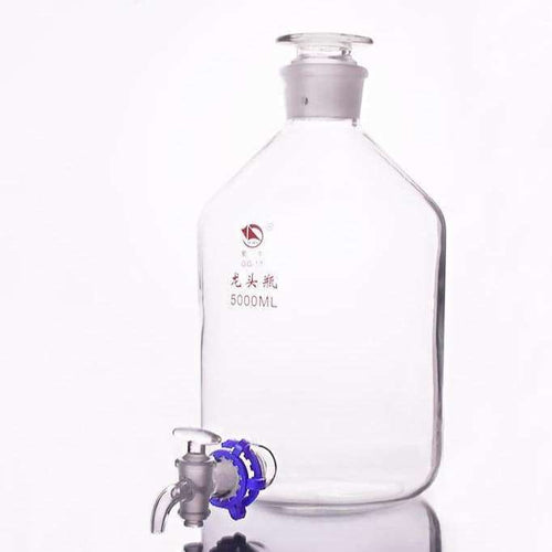 Aspirator bottle with stopper and tap, clear glass, 2.5 L to 20 L