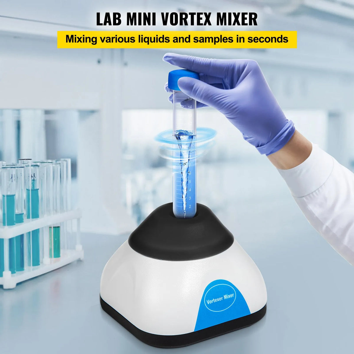 Lab 3000RPM Mini Vortex Mixer Shaker, Touch Function, Mix Up to 50ML