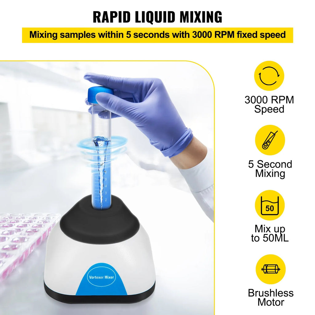 Lab 3000RPM Mini Vortex Mixer Shaker, Touch Function, Mix Up to 50ML