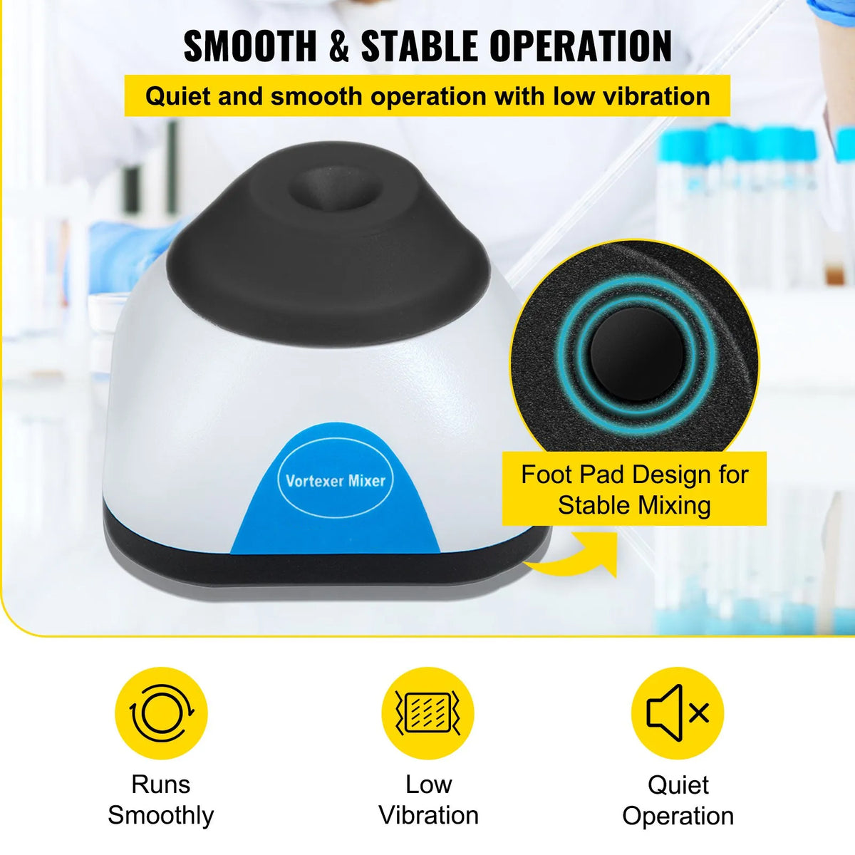 Lab 3000RPM Mini Vortex Mixer Shaker, Touch Function, Mix Up to 50ML