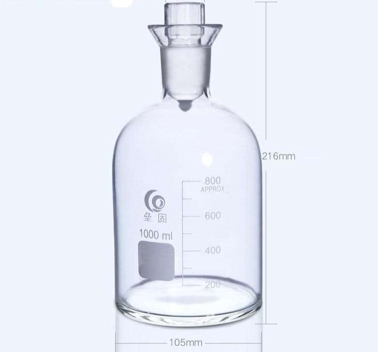 BOD Bottle 125 to 1000ml Clear Borosilicate 3.3 Glass with Labelling Area