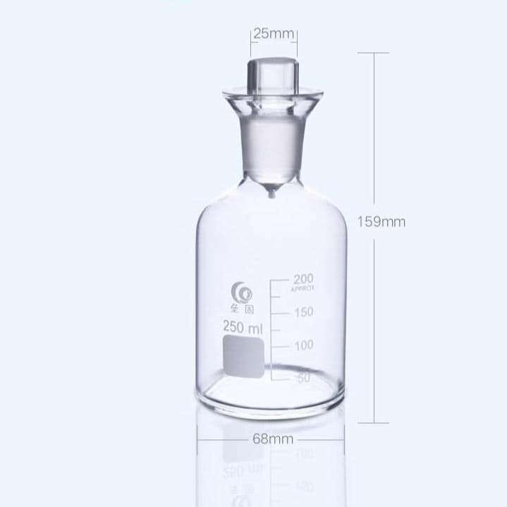 BOD Bottle 125 to 1000ml Clear Borosilicate 3.3 Glass with Labelling Area