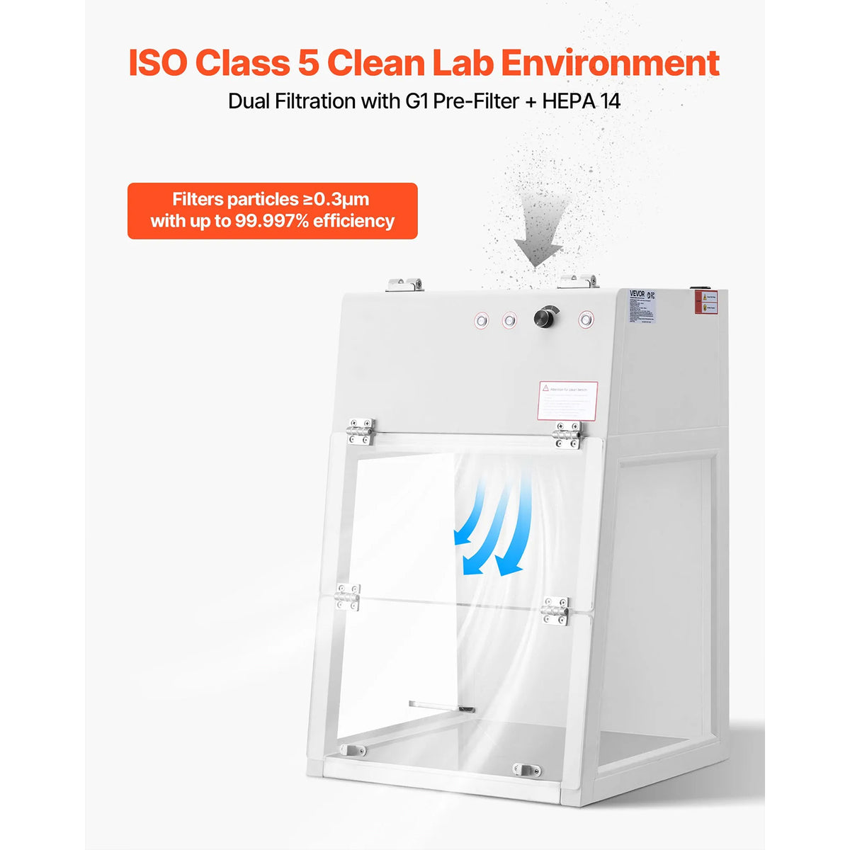 Laminar Flow Hood, Meets ISO Class 5 Clean Room Standard, for Lab Use